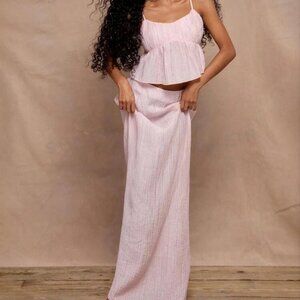NWOT. Shein Musera Shimmer Pink Two Piece Set Size M